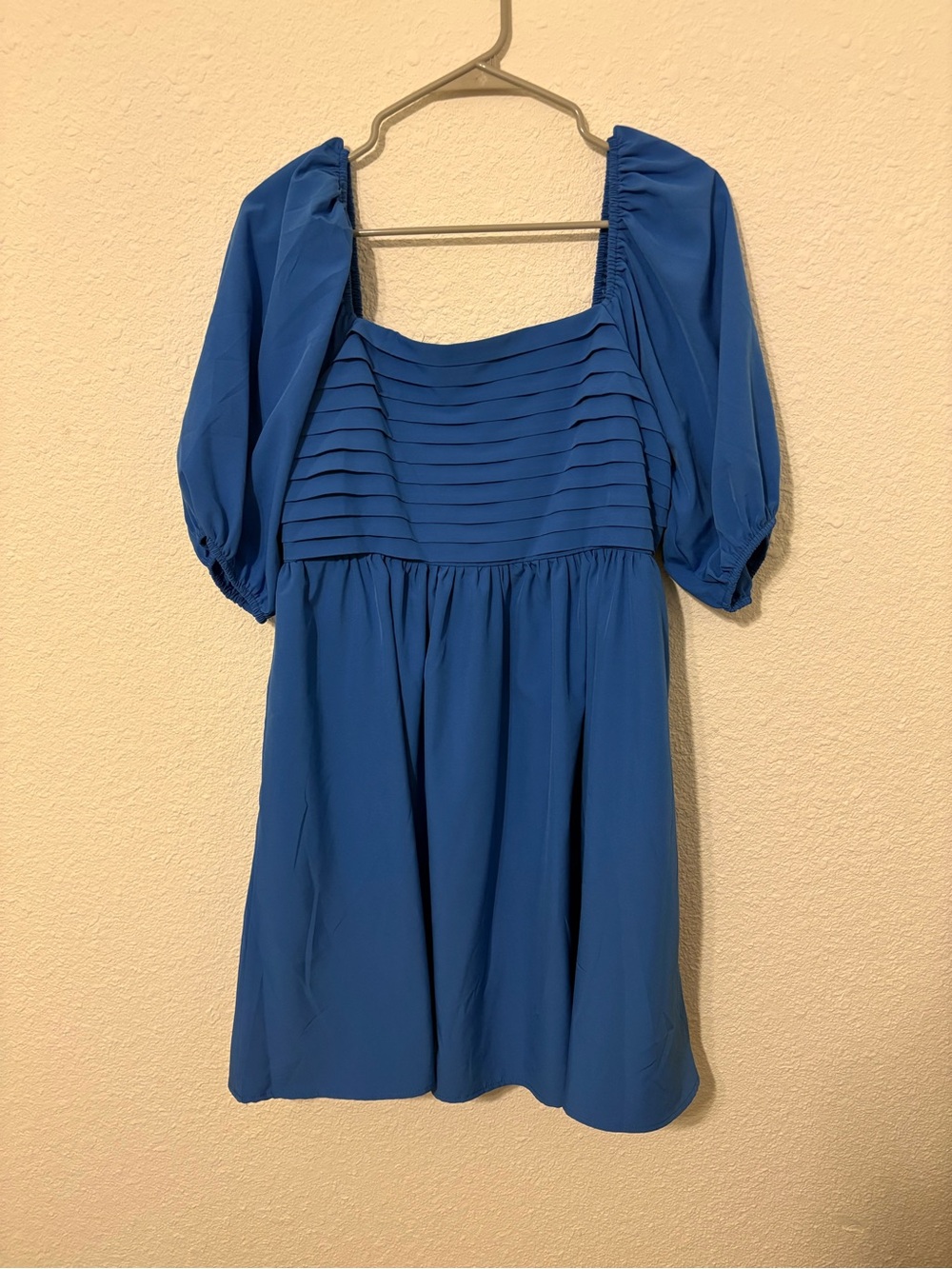 Amazon Royal Blue Puff Sleeve Mini Dress
